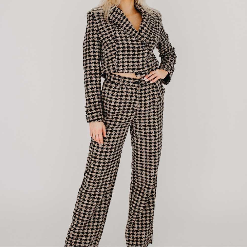 Stylish Houndstooth Women's Pantsuit